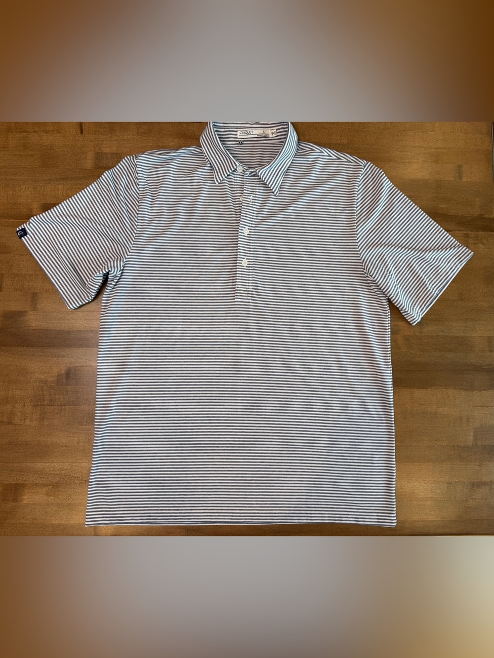 💙 Criquet Men's Performance Polo Shirt Navy/White Stripe 💙